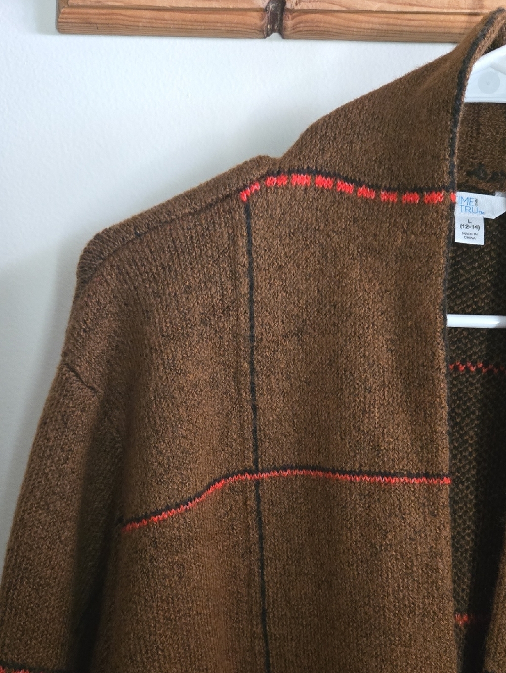 Time and Tru Brown Belted Knit Cardigan With Belt - Picture 3 of 7